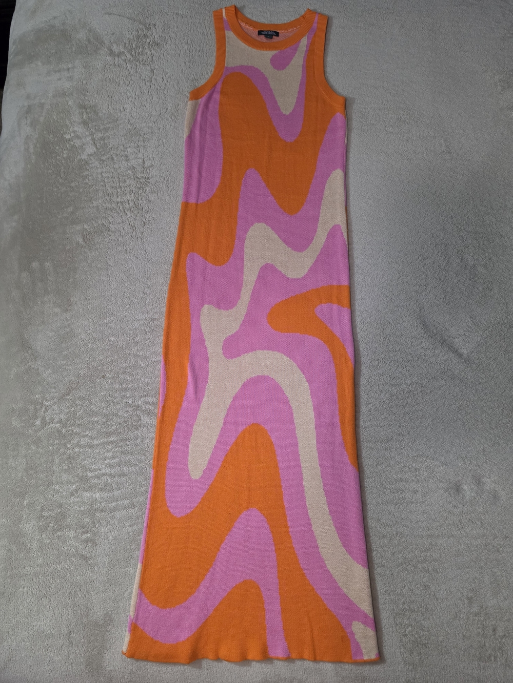 wild fable Pink, Orange & Cream Wave-Print Knit Maxi Dress Size:XS